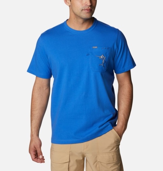 Columbia PFG Men's T-Shirt Blue | 875-VTXAQS