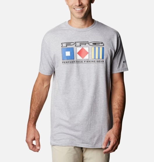 Columbia PFG Men's T-Shirt Grey | 364-HEWZTC