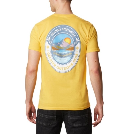 Columbia PFG Men's T-Shirt Yellow | 186-SLOMBY