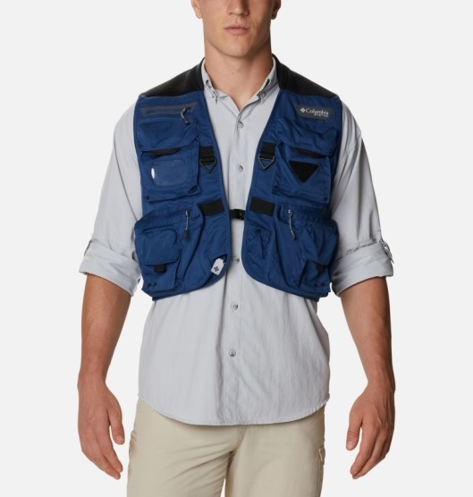 Columbia PFG Men's Vest Blue | 369-DRTQGF