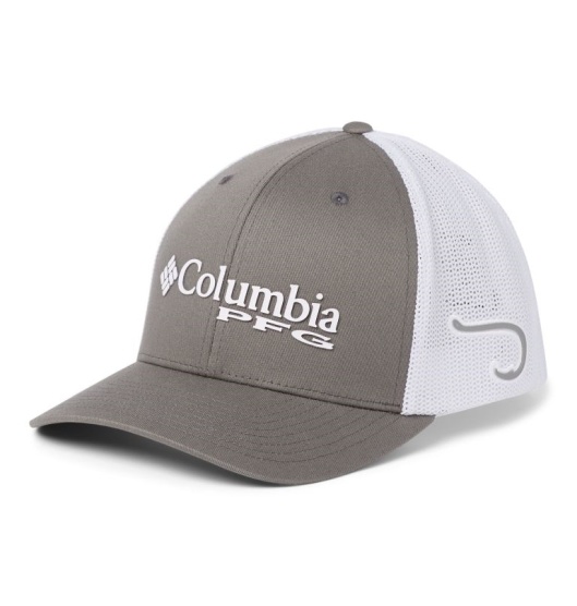 Columbia PFG Mesh Baseball Cap Men's Hats Grey White | 293-GNLKSB