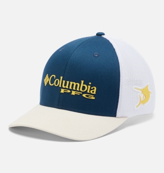 Columbia PFG Mesh Baseball Cap Men's Hats Blue Yellow Blue | 524-CKGNRY