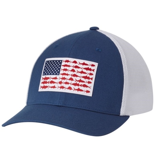 Columbia PFG Mesh Fish Flag Baseball Cap Men's Hats Blue White | 054-OKCBIV