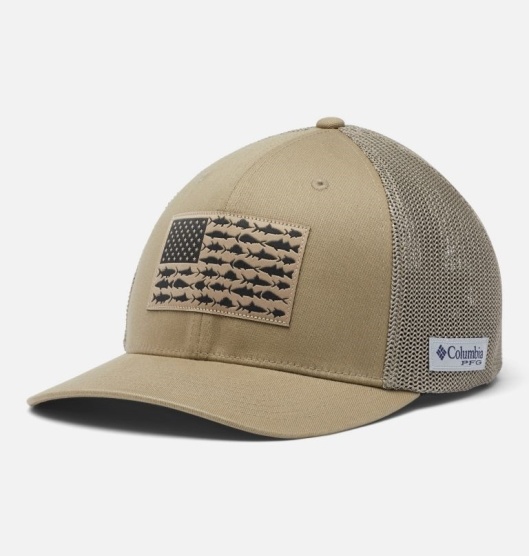 Columbia PFG Mesh Fish Flag Baseball Cap Men's Hats Beige | 286-PJYEIG