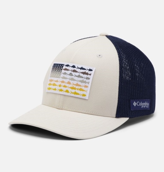 Columbia PFG Mesh Fish Flag Baseball Cap Men's Hats Navy | 576-ACFNYP