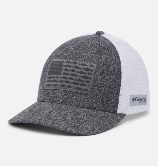 Columbia PFG Mesh Fish Flag Baseball Cap Men's Hats Grey White | 810-XPLJFA