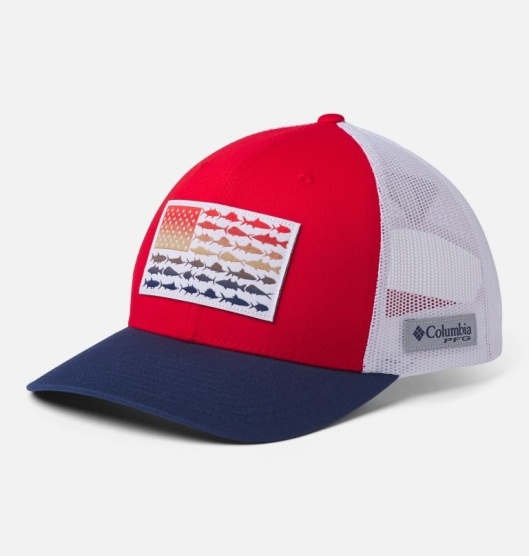 Columbia PFG Mesh Snap Back Baseball Cap Men's Hats Red White Blue | 289-NVGEJA