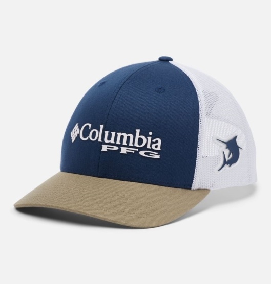 Columbia PFG Mesh Snap Back Baseball Cap Men's Hats Blue White | 387-MDGFIR