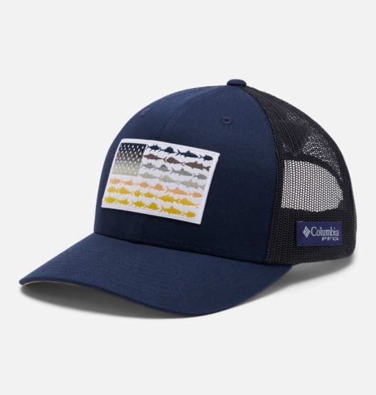 Columbia PFG Mesh Snap Back Baseball Cap Men's Hats Navy Yellow | 703-JAGSDO