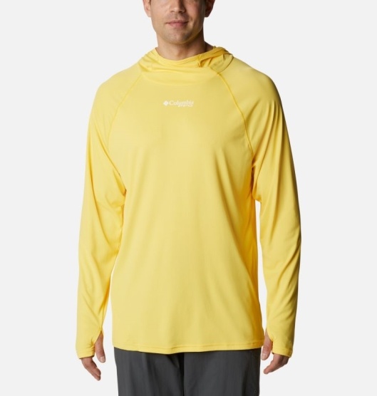 Columbia PFG Respool Men's Hoodies Yellow | 385-XPBCIL