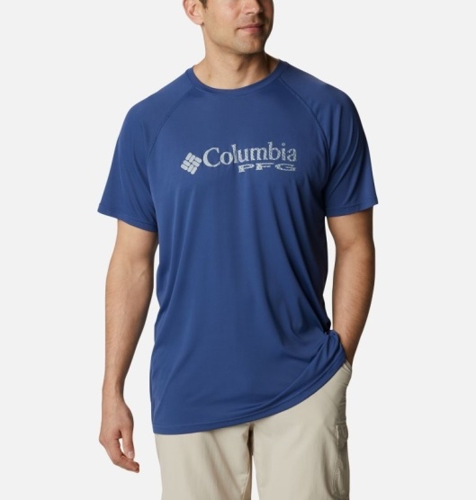 Columbia PFG Respool Men's T-Shirt Blue | 964-MVJZWP