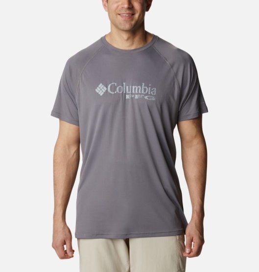 Columbia PFG Respool Men's T-Shirt Grey | 807-NJYMCU