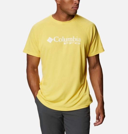 Columbia PFG Respool Men's T-Shirt Yellow | 196-YOTEUX