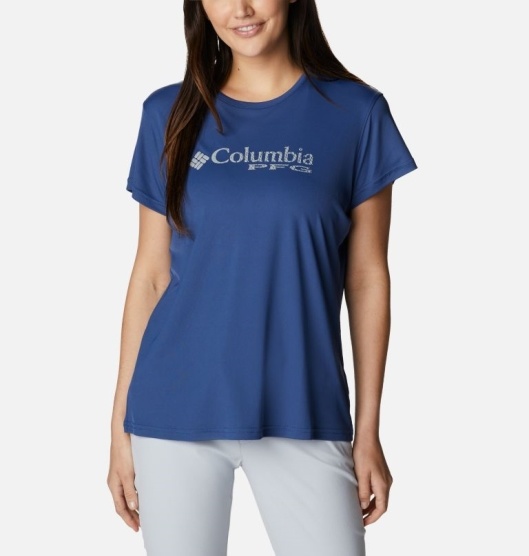 Columbia PFG Respool Women's T-Shirt Blue | 760-CAGIWO