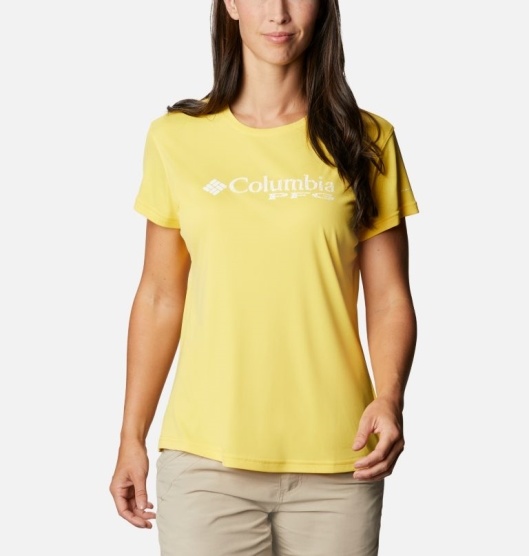 Columbia PFG Respool Women's T-Shirt Yellow | 514-SLJCGI