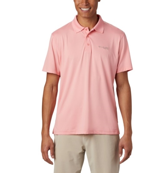 Columbia PFG Skiff Cast Men's Polo Pink | 645-AOEFKD