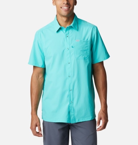 Columbia PFG Slack Tide Men's Shirts Blue | 418-UKLBEH