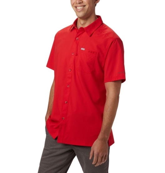 Columbia PFG Slack Tide Men's Shirts Red | 495-QUMVTX