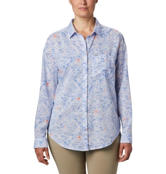 Columbia PFG Sun Drifter II Women's Shirts Blue | 392-KYAJNS