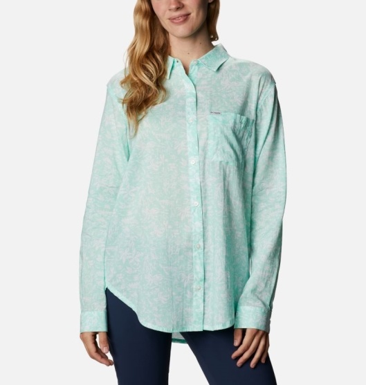 Columbia PFG Sun Drifter II Women's Shirts Green | 825-UCADKQ