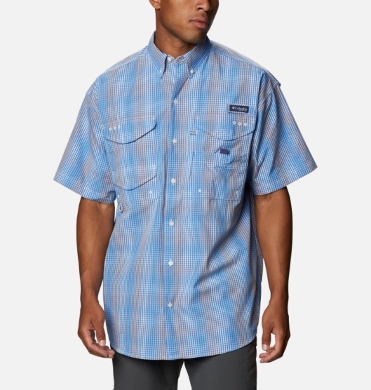 Columbia PFG Super Bonehead Men's Fishing Shirts Blue | 732-VEYJUL