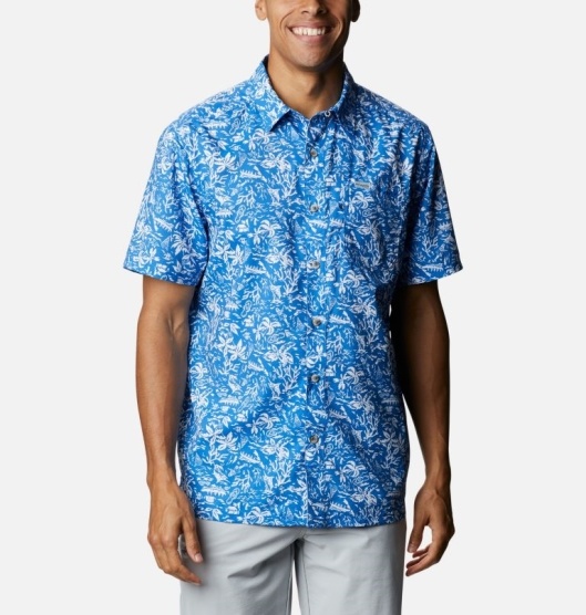 Columbia PFG Super Slack Tide Men's Shirts Blue | 138-RESQVA