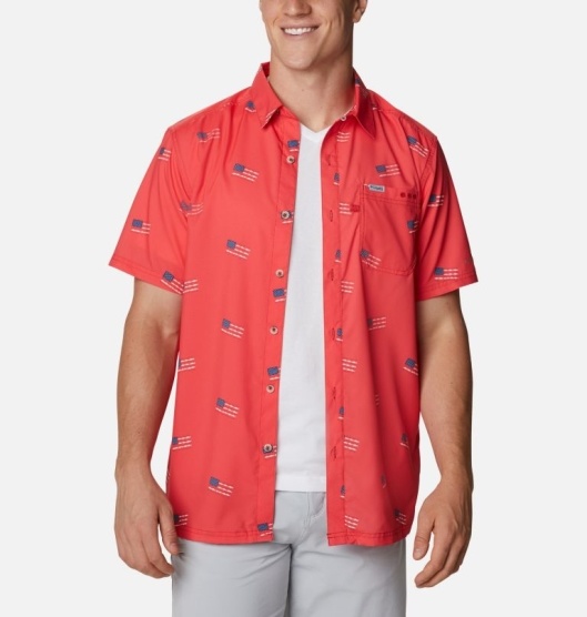 Columbia PFG Super Slack Tide Men's Shirts Red | 238-ZDIPJG