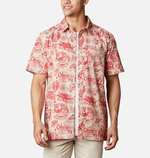 Columbia PFG Super Slack Tide Men's Shirts Red | 304-AGHKWQ