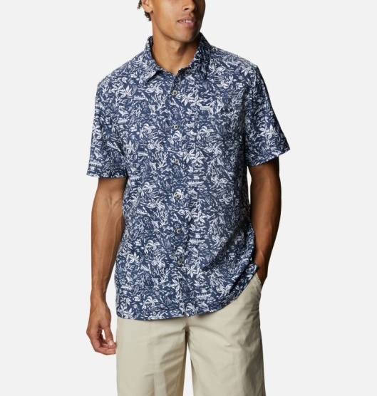 Columbia PFG Super Slack Tide Men's Shirts Navy | 368-RLNPBJ