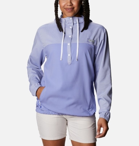 Columbia PFG Tamiami Women's Hoodies Blue White | 021-XGDKMI