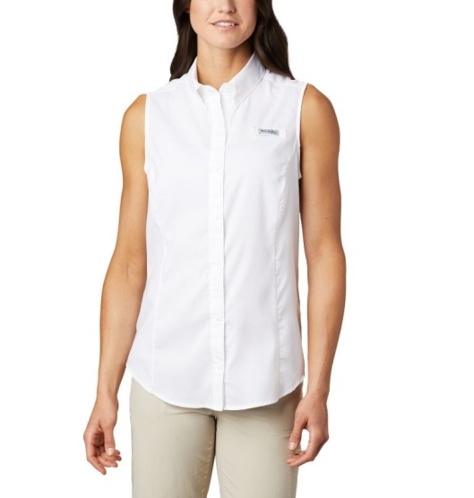 Columbia PFG Tamiami Women's Shirts White | 651-BZSWON