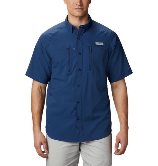 Columbia PFG Terminal Tackle Men's Fishing Shirts Blue | 318-IUWJVH