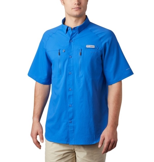 Columbia PFG Terminal Tackle Men's Fishing Shirts Blue | 690-VMESCR