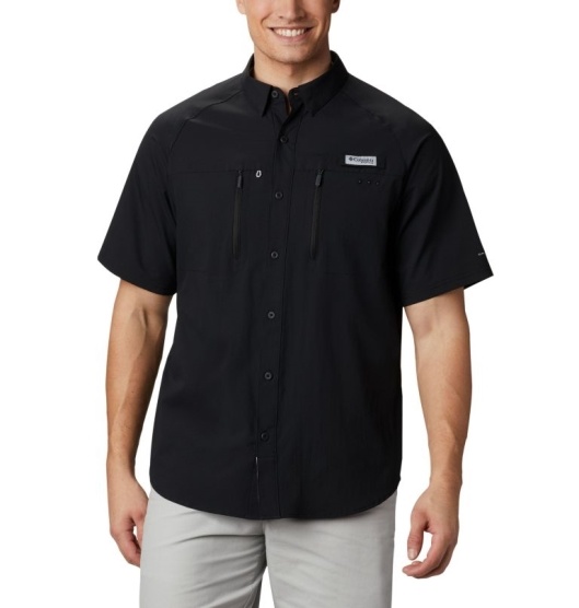 Columbia PFG Terminal Tackle Men's Fishing Shirts Black | 984-JXNSFZ