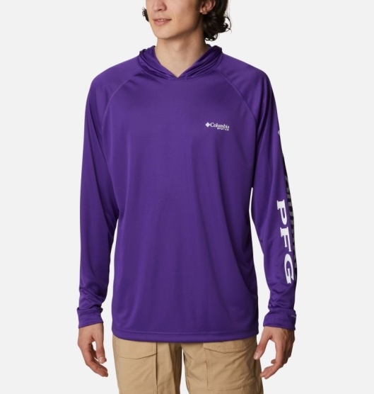 Columbia PFG Terminal Tackle Men's Hoodies Purple White | 043-CJNFVR