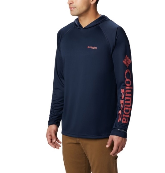 Columbia PFG Terminal Tackle Men's Hoodies Navy Red | 389-NHXCOA