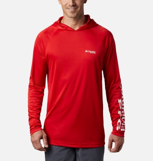 Columbia PFG Terminal Tackle Men's Hoodies Red White | 469-JHNZQI