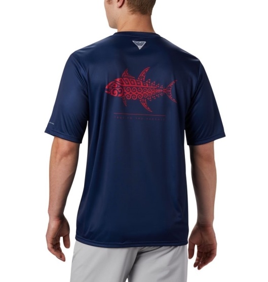 Columbia PFG Terminal Tackle Men's T-Shirt Blue Tuna | 472-XZWUGN