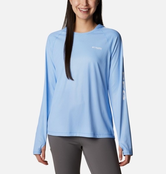 Columbia PFG Tidal Deflector Women's Hoodies Blue | 341-GOXNEZ