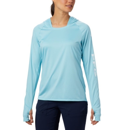 Columbia PFG Tidal Tee Women's Hoodies Blue White | 375-ZJXYCN