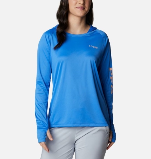 Columbia PFG Tidal Tee Women's Hoodies Blue Yellow | 543-PHZNAS