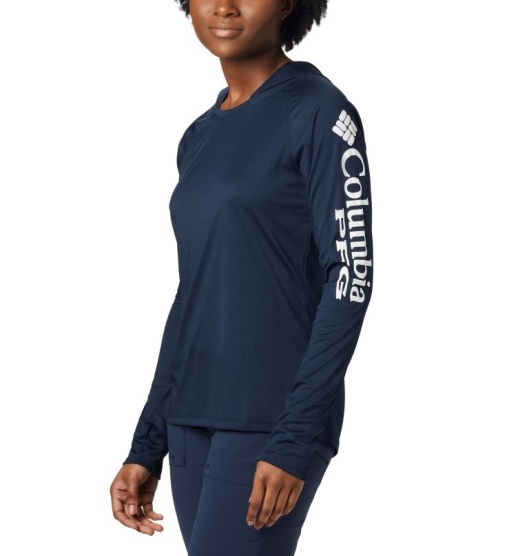 Columbia PFG Tidal Tee Women's Hoodies Navy White | 584-CHMNEP