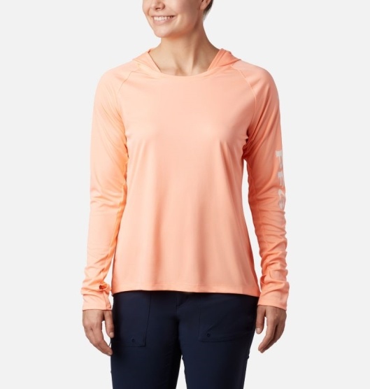 Columbia PFG Tidal Tee Women's Hoodies Pink White | 254-ISGBEC