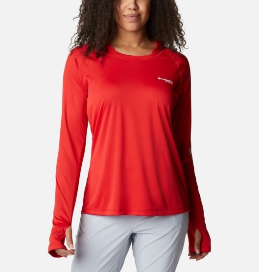 Columbia PFG Tidal Tee Women's Hoodies Red White | 820-ZTOVRP