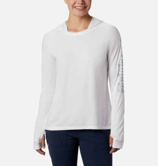 Columbia PFG Tidal Tee Women's Hoodies White Grey | 319-DBWLFO