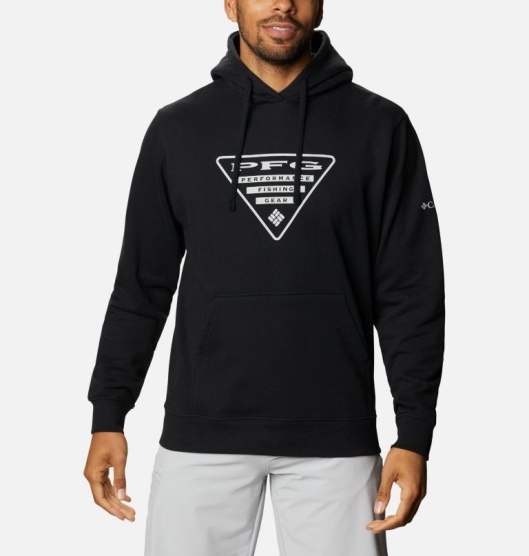 Columbia PFG Triangle Men's Hoodies Black Grey | 235-QSNKIJ