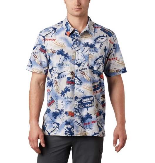 Columbia PFG Trollers Best Men's Shirts Blue Archive | 351-DCQVNL