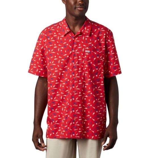 Columbia PFG Trollers Best Men's Shirts Red | 605-RZGHYI