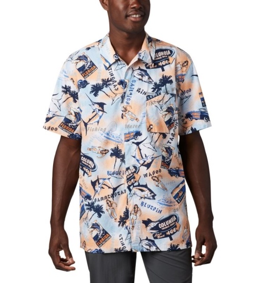 Columbia PFG Trollers Best Men's Shirts Blue Archive | 857-PUDGMQ