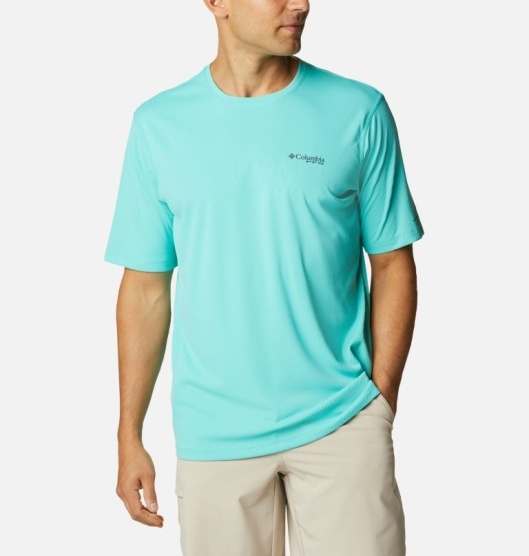 Columbia PFG Zero Rules Men's T-Shirt Blue | 450-RSCDZO